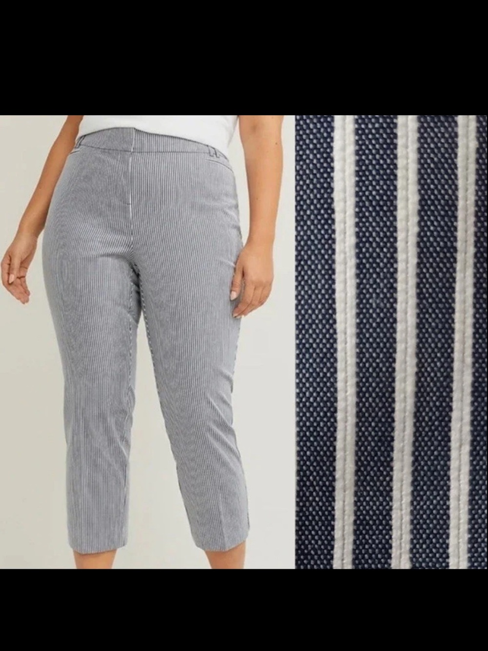 Lane Bryant Pants Ankle Cropped Capri The Allie Navy White Striped
